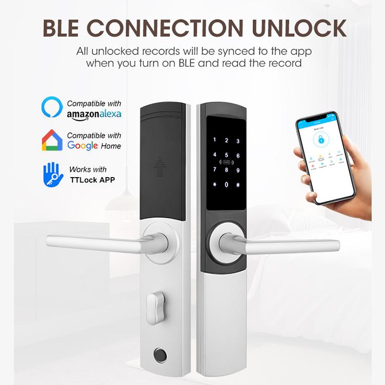 مفتاح بطاقة برنامج الفندق الآمن الإلكتروني الذكي مع مقبض بوابة الباب قفل كلمة المرور الرقمية الذكية