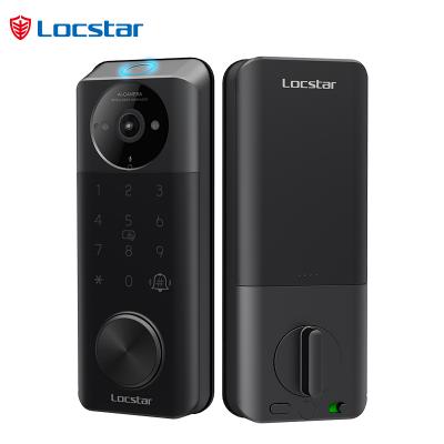 Locstar Residential Electronic Fingerprint Password Digital TTlock Facial Recognition Smart Keyless Front Door Lock With Camera -LOCSTAR